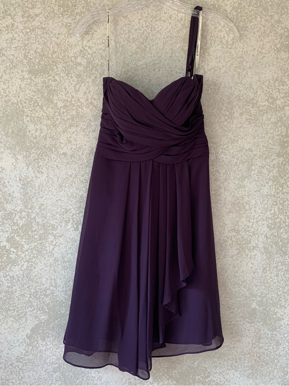 LightInTheBox Purple One Shoulder Chiffon Ruched Cocktail Dress Plum Women Small